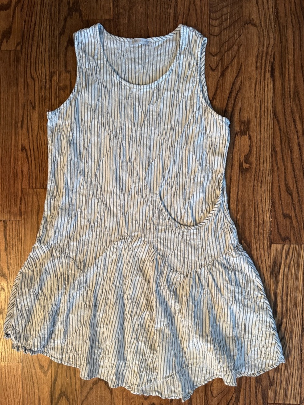 Cut Loose Asymmetrical Mini Dress Sleeveless Pocket Stripe Medium Cotton Scoop